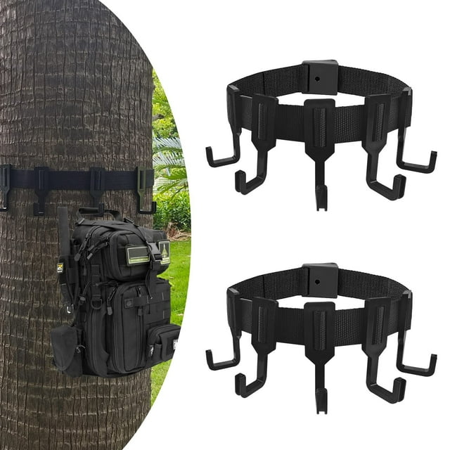 Tree Stand Gear Hooks with Quick Release Buckle | Heavy-Duty 80 lb Capacity | Compact Portable Hunting Equipment Hanger | Includes 1 Treestand Strap Gear Hanger