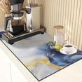 thumbnail image 5 of Blue Golden Marble Coffee Mat for Countertops, Gold Teal Modern Dish Drying Mat 2 Pcs for Kitchen Coffee Bar Accessories Fit Under Coffee Maker Espresso Machine Dish Rack Hide Stain Rubber, 5 of 6