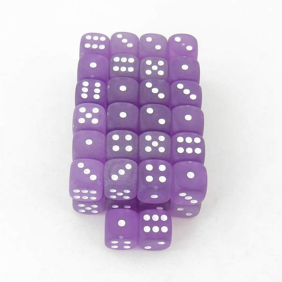 Purple Frosted Dice with White Pips 12mm (1/2in) D6 Pack of 50 Wondertrail