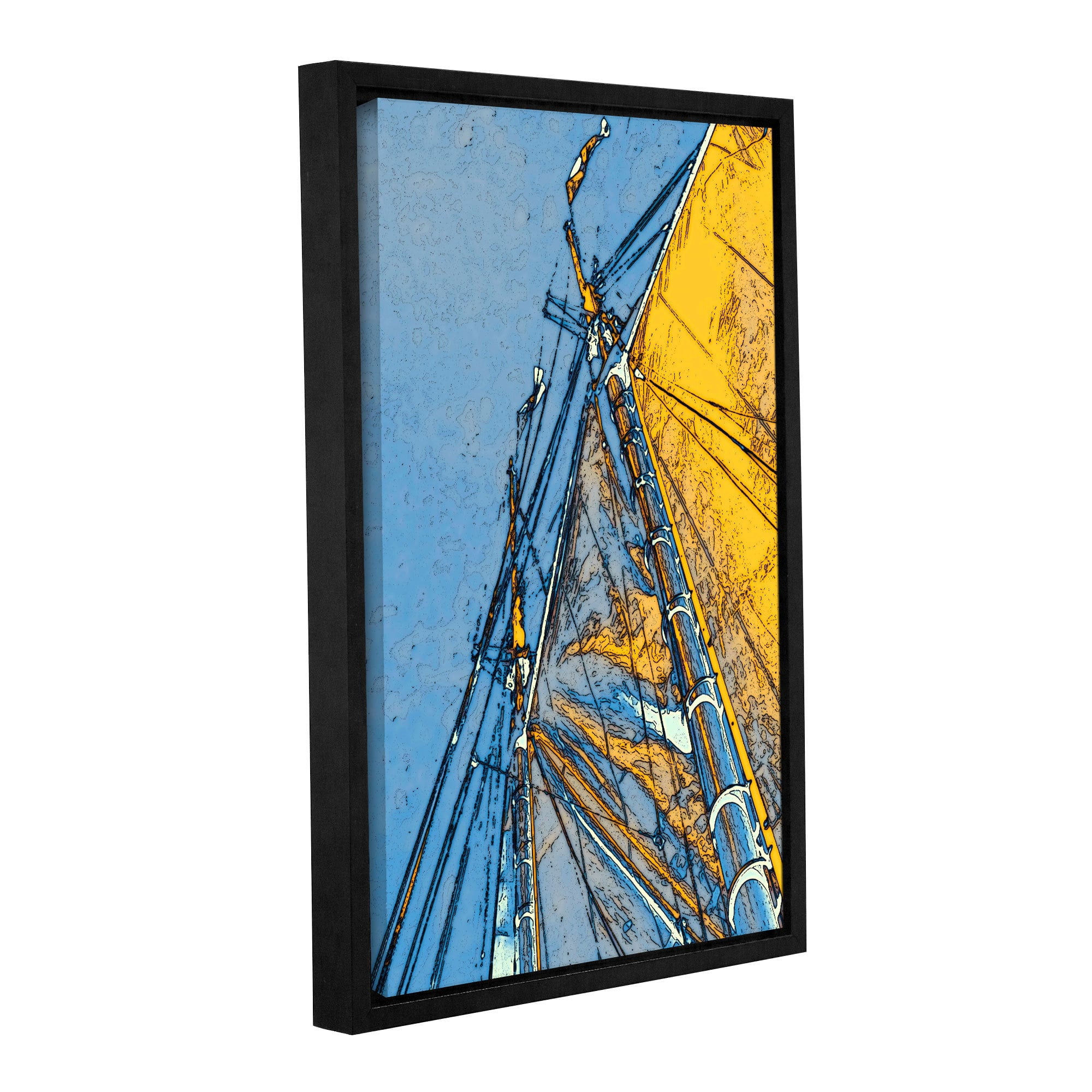 ArtWall Linda Parker "Yellow Sails At Sea" Gallery-wrapped Floater-framed Canvas