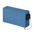 thumbnail image 3 of ModFusion 6 Drawer Dresser with Antique Handles & USB Power Outlet & Organizer Bag, Wood Storage Cabinet Cheset for Living Room, Bedroom, Entryway and Hallway, Blue, 3 of 9
