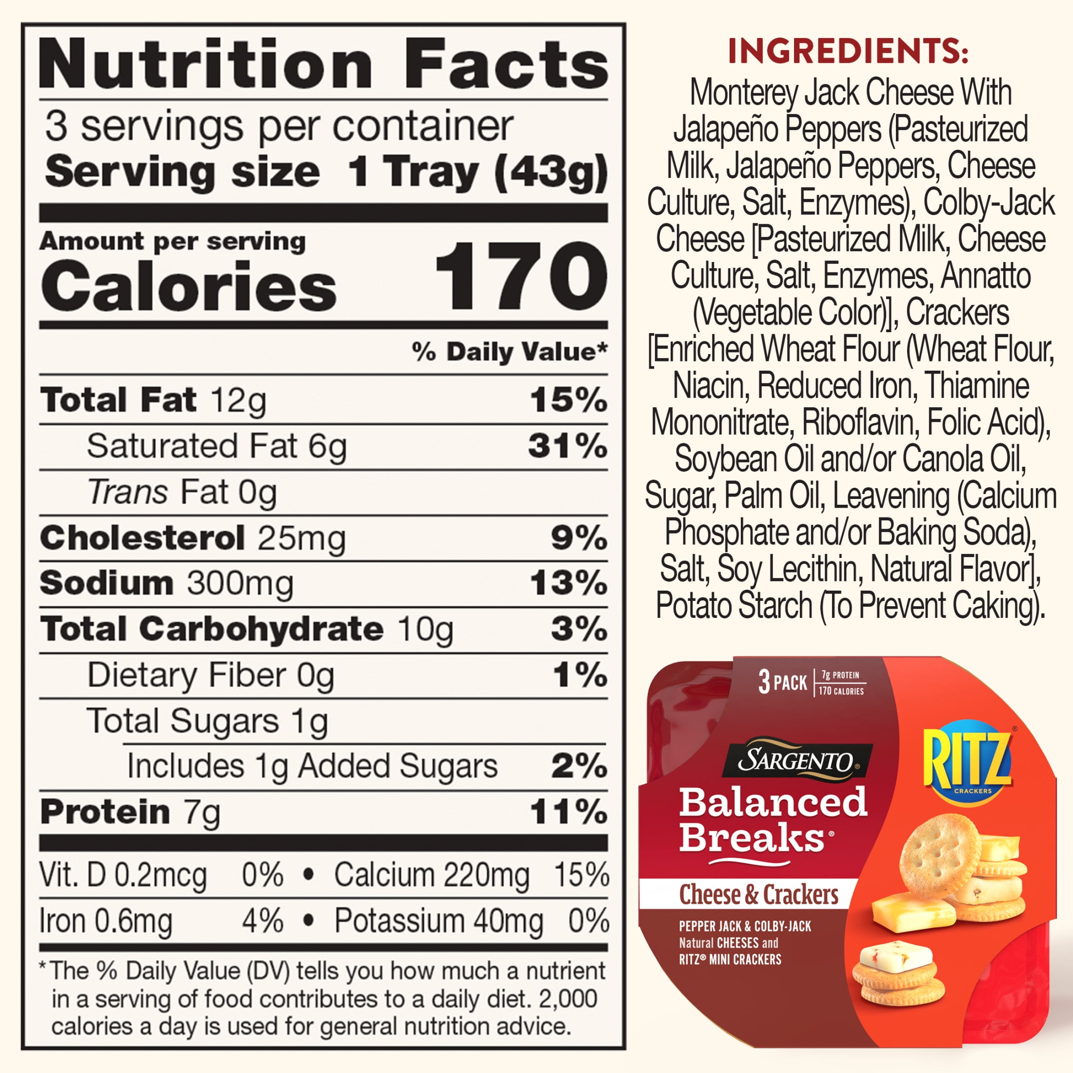 Sargento® Balanced Breaks® Cheese & Crackers, Pepper Jack & Colby-Jack Cheeses and RITZ®