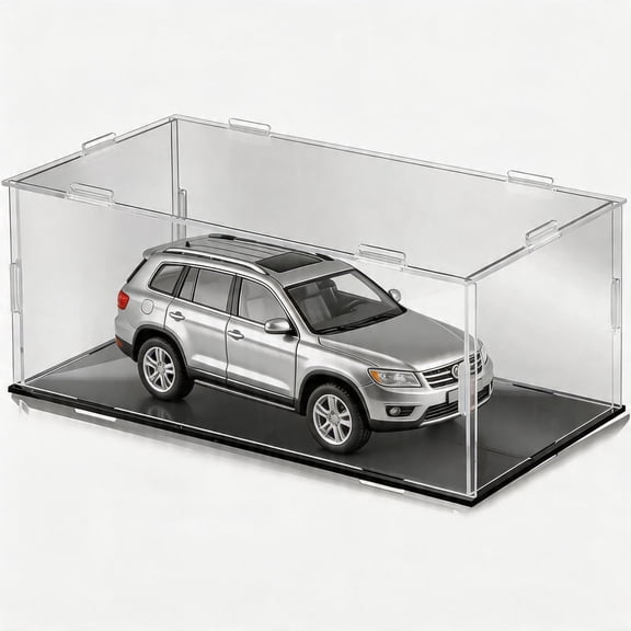 BlinkLLX 1 Pcs Clear Acrylic Display Case for 1: 24 Model Car Requires Installation Acrylic Display Box with Black Base Model Storage Case Stands for Toy Car Collectibles