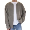 thumbnail image 2 of Gomelly Mens Coat Open Front Cardigan Sweater Slim Fit Jumper Men Knitted Winter Warm Outwear Long Sleeve Jacket Khaki M, 2 of 3