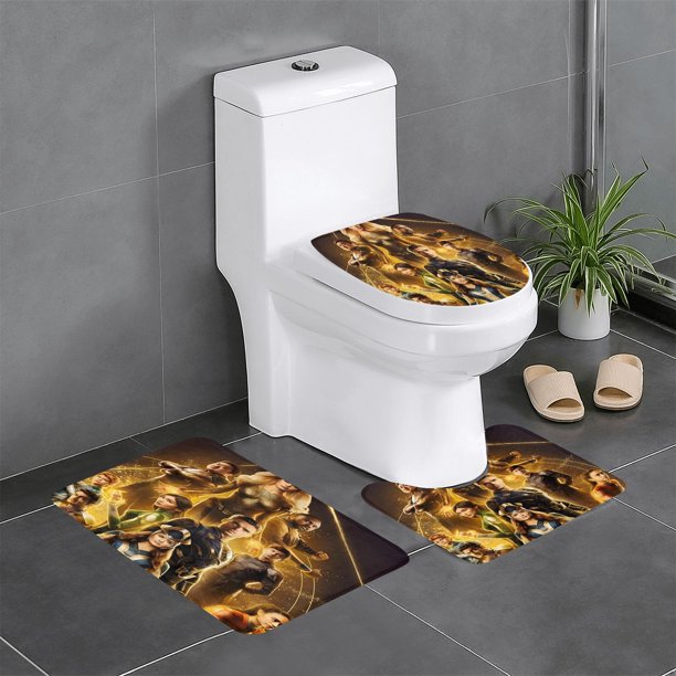 Eternos Juego de 3 alfombras de baño de coral fleece: tapete de baño + alfombra de inodoro en forma de U + funda de tapa de inodoro en forma de O