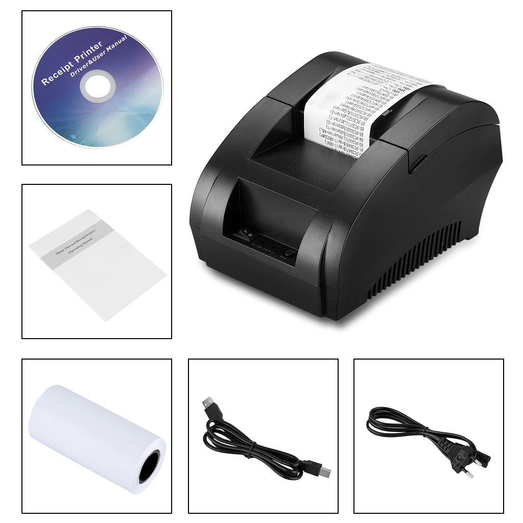 Excelvan USB 58mm Thermal Dot High-speed Receipt Printer Drucker 90mm/sec Black 