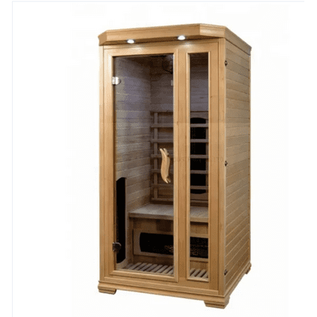 Adam Lucy Home Sauna Solid-Wood Hemlock 1-Person Steam Sauna with Speakers/Lighting
