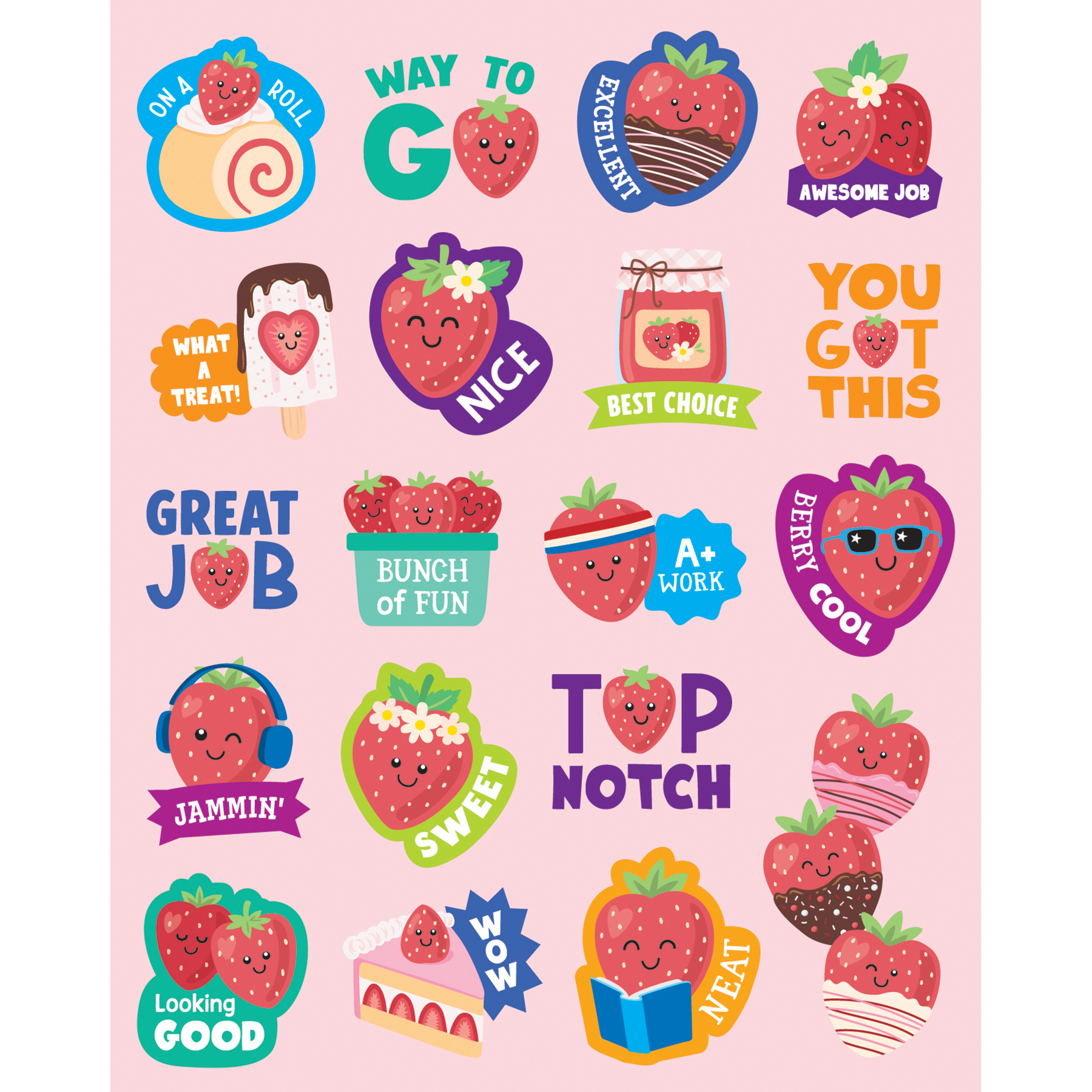 Teacher Created Resources Strawberry Smelly Stickers, 114 Per Pack, 6 Packs