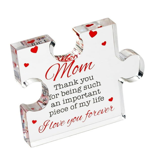 Rompecabezas Acrílico Grabado Palabras Afectuosas Placa Decorativa Bloque Acrílico Detalle Especial para Mamá Adecuado para Celebración Cumpleaños