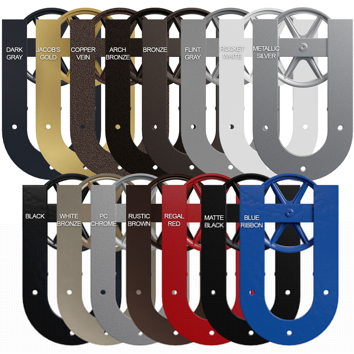 thumbnail image 4 of Premium Wagon Wheel Horseshoe Barn Door Hardware Set W/ 6' Track For 1 3/4" Doors, Regal Red, 4 of 16