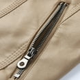 thumbnail image 6 of HJYCHN Leather Jacket Women Solid Color Hooded Zipper Pocket Long Sleeve Slim Fit Motorcycle Coat Short Punk Outerwear Coats for Women Khaki One Size, 6 of 6