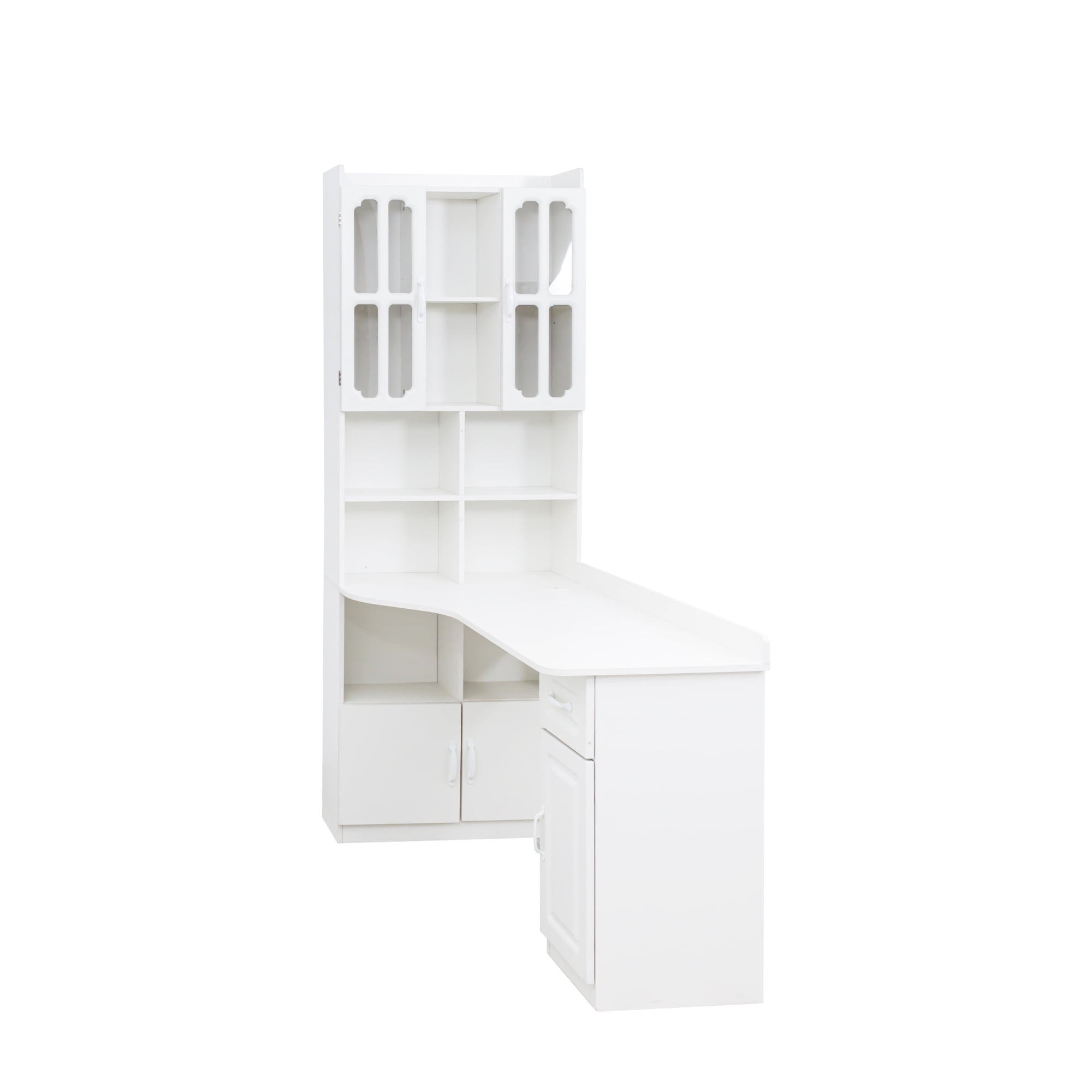 Euroco L-Shaped Corner Computer Desk for Home Office or Study desk, Study Modern Style Table with Drawers, Bookshelf & Hutch, 2-in-1 L-Shaped Design, Large Working Space,white