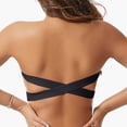 thumbnail image 4 of VISALY Women Plus Size Strapless Bandeau Bra Anti Slip Strapless Crisscross Back Bralettes Side Hook Closure Tube Bra Non Slip Cross Back Padded Seamless Seamless Stretch Wrap Tube Brassiere Black S, 4 of 7