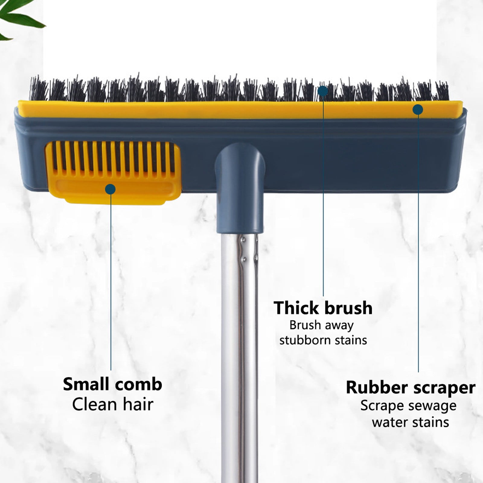 Yeetfub Soft Cleaning Brush with Handle Extendable Floor Corner Cleaning Brush Tile Window Scrubber Scraper Multi Functional Bathroom Toilet Washing Mop