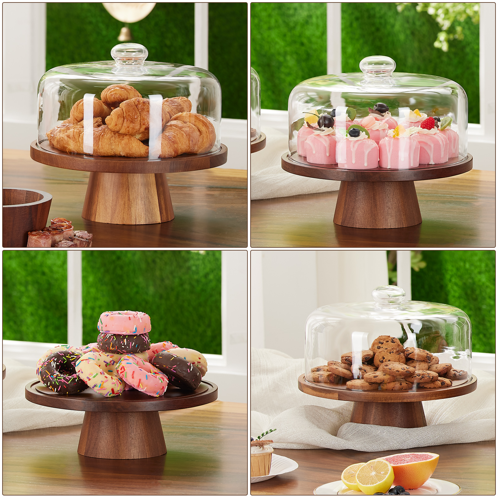 VIVIRBIEN Wood Cake Stand with Dome, 11 Inch, 2-in-1 Design photo 7