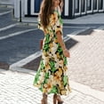 thumbnail image 6 of Womens Summer Wrap Maxi Dress Casual Boho Floral V Neck Short Sleeve Ruffle Hem Split Beach Long Dresses, 6 of 8