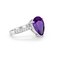 thumbnail image 5 of Pear Teardrop Bridal Ring Round Amethyst CZ 925 Sterling Silver Size 6, 5 of 7