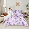 thumbnail image 4 of Homewish Purple Butterflies 2pcs Bedding Comforter Set For Children Kids Teens,Dreamy Princess Twin Comforter Sets,Kawaii Fairy Breathable Bedding Set,Luxury Bedroom Decor,Reversible, 4 of 8