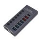 thumbnail image 1 of Hub USB 3.0 Con 7 Puertos, Puertos de Transferencia de Datos, Puertos de Carga Rápida Con Adaptador de Corriente para 2003 XP 7 8 10, OS X, 9 y Superior, 1 of 7