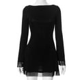 thumbnail image 5 of Women Long Sleeve Mini Dress Boat Neck Mesh Bell Sleeve Self Tie Back Sheer Backless Bodycon Y2k Short, 5 of 8