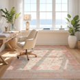 thumbnail image 3 of Design&I 4'x6' Washable Area Rug Flatweave Daily Traffic Ready Bordered Boho Vintage Scroll Frame Border Distressed Ornamental for Dorm Room, Living Apartment, 3 of 7