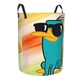 thumbnail image 2 of Perry The Platypus Laundry Hamper Cartoon Circular Foldable Basket With Handle, Clothes Books Toys Storage Organizer Bucket for Bedroom Bathroom, 2 of 8