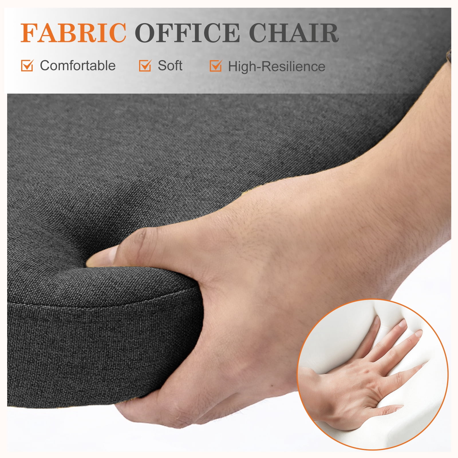 MAYEERTY Armless Office Desk Chair Height Adjustable ,Mid Back Accent Chair, Dark Grey