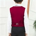thumbnail image 6 of Boy's Formal Suit Vest Solid Dress Waistcoat Vest with Pockets for Wedding Pageant and Performance Elegant Sleeveless with Adjustable Back, Size 3-17 Years,Color:Red,8-9 Years, 6 of 7