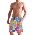 thumbnail image 2 of Dailycode Men's Quick Dry Swim Trunks Beach Shorts Casual Summer Board Shorts with Pockets, Circle Graffiti, 2 of 8