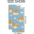 thumbnail image 3 of GZHJMY Fingertip Hand Towels, 2 Pack Pcs Cute Sleeping Foxes Clouds and Stars Absorbent Face Bath Towels for Bathroom Kitchen, 30"x15", 3 of 6