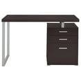 thumbnail image 4 of Cappuccino 47" Office Desk - Modern Computer Desk w/ 3 Drawers, Metal Legs, Brown Wood Finish, for Home Office. Rectangular, Contemporary Design., 4 of 10
