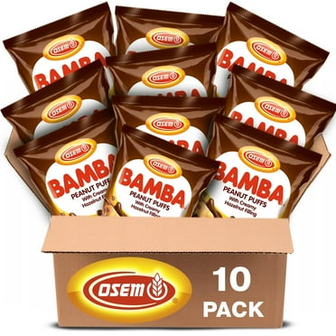 Bamba Hazelnut Creamy Peanut Butter Snacks All Natural Peanut Butter Corn Puffs, 2.1oz Bag (Pack of 10)