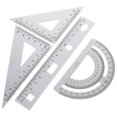 thumbnail image 1 of 1 Set of 4PCS DIY Metal Ruler Sturdy Office Metal Ruler Ruler Stationery Set Triangular Plate Protractor Testing Ruler for Pupils Students, 1 of 3