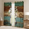 thumbnail image 2 of Farmhouse Country Floral Cotton Flower 30%-50% Blackout Curtains,Rustic Wooden Plank Cottage Lodge Cabin Curtains & Drapes Garden Windmill Decor,Vintage Farm House Room Decor,Brown Green, 2 of 6