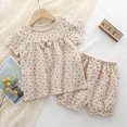 thumbnail image 2 of KPOPLK Toddler Kids Baby Girls 2 Piece T-Shirt +Shorts Sets Ribbed Polo Collar Tee Elastic Waist Outfits Clothes(12-18 Months,Yellow), 2 of 5
