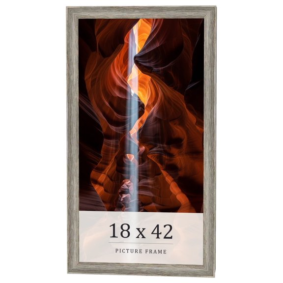 18x42 Frame Grey Solid Wood Picture Frame Width 1 Inches | Interior Frame Depth 0.5 Inches |