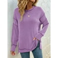 thumbnail image 3 of Womens Long Sleeve Tops Ribbed Loose Fit Oversized Sweatshirts with Side Slit High Low Hem Fall Outfits  XL, 3 of 5