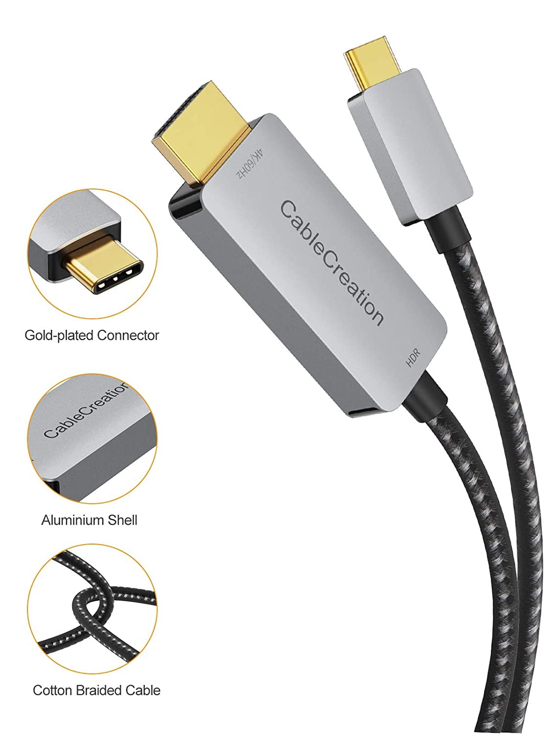 USB C to HDMI Cable 6FT with HDR 4K 
