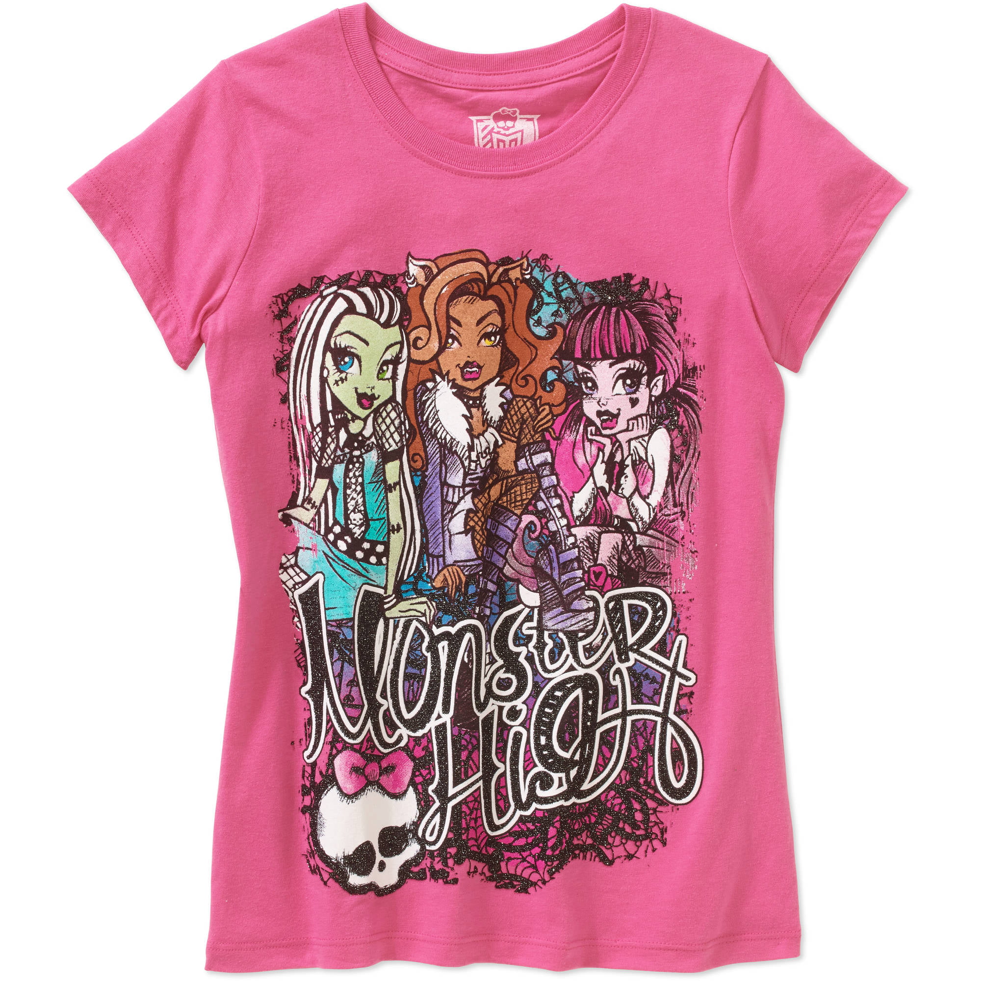 Monster High - Girls' Licensed Watercolor Ghouls Short Sleeve Graphic T ...