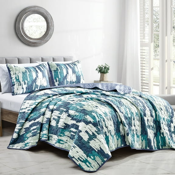 Evjk 3-Piece Decorative Lightweight Bedspread Set – Breathable, Microfiber with Chic Print, queen