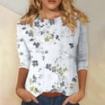 thumbnail image 2 of bnaln Womens Tops Dressy Casual 3/4 Sleeve Shirts Ladies Blouses Summer Boho Floral Printed Tees Blouse Crewneck Loose Fit T Shirts Elegant Tunic Tops Comfy Pullover Trendy Tshirts, 2 of 5