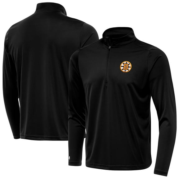 Men's Antigua Black Boston Bruins Tribute Lightweight Quarter-Zip Pullover