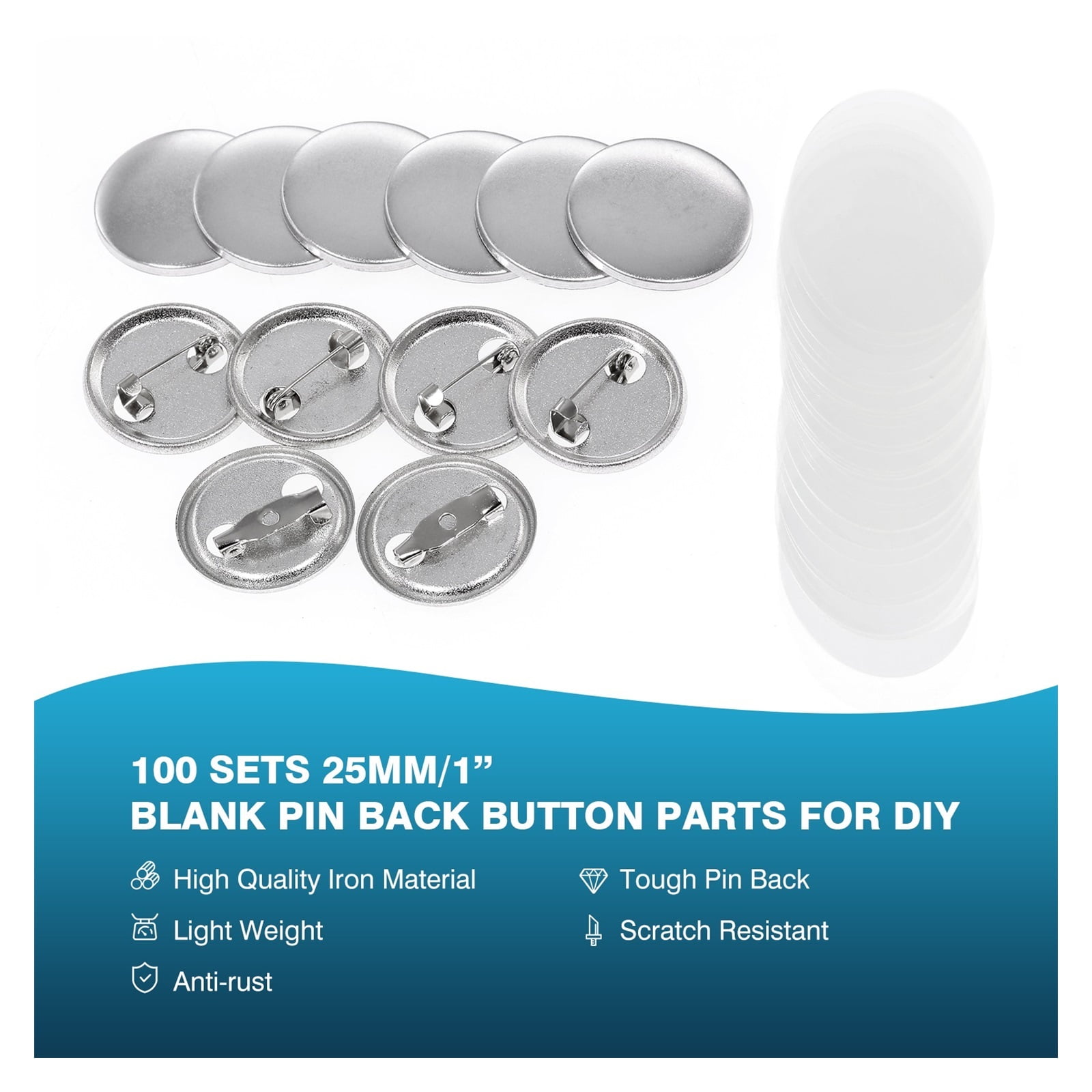 100Pcs Mini DIY Round Mirror Material Bad Blank Button Pins for Button Bad Maker Machine 25mm , 32mm , 37mm , 44mm , 58mm , 75mm