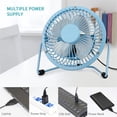 thumbnail image 5 of Bexikou 4-inch Mini Metal Fan USB Desk Fan Small Personal Air Circulator Fan Portable Electric Table Desktop Fan Rechargeable Travel Fans for Camping Office Room Outdoor, 5 of 7