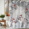 thumbnail image 2 of Merry Christmas Shower Curtain, 72" x 72", Red Hat Snowman Pine Tree Leaf Grey Snow Scene Waterproof Bathroom Curtain Washable Shower Curtain Set with 12 Hooks, 2 of 6