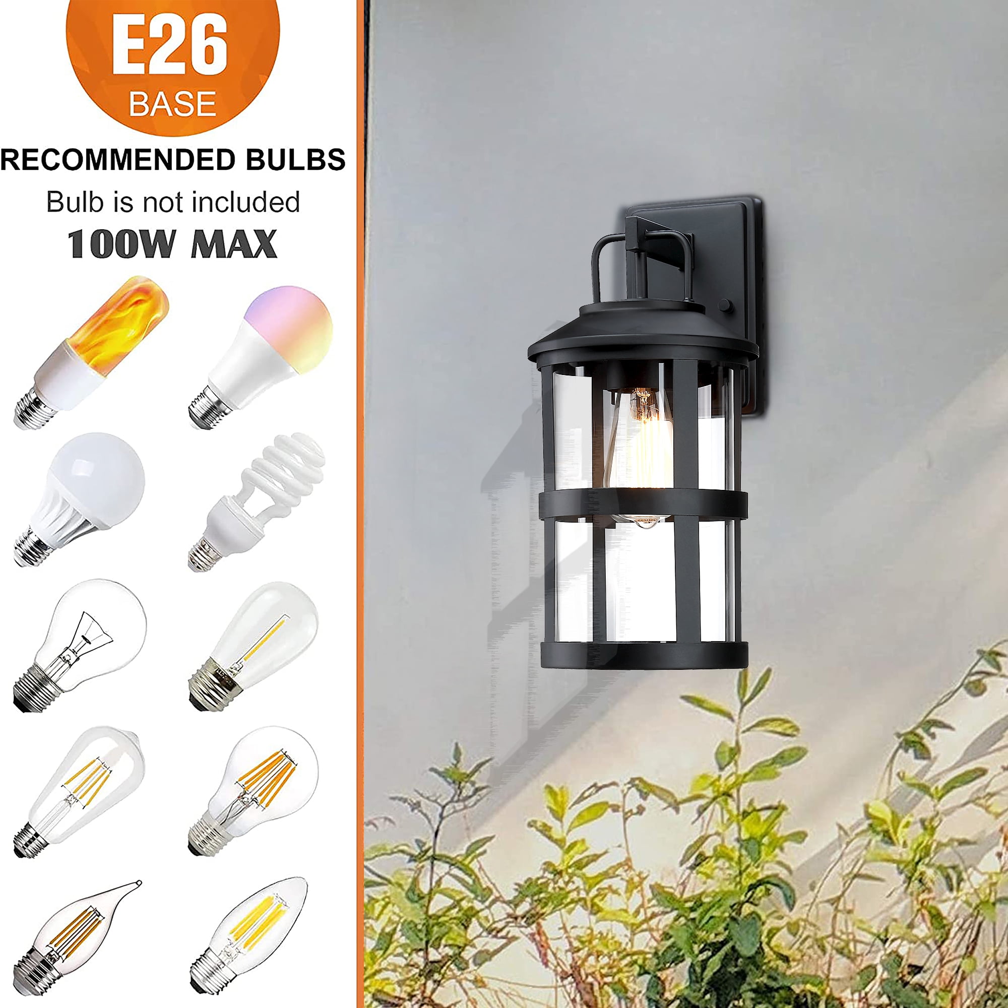 Outdoor Porch Light Fixture Wall Mount Outdoor Lighting for House, Garage, Hallway, Doorway, E26 Faymart Lighting