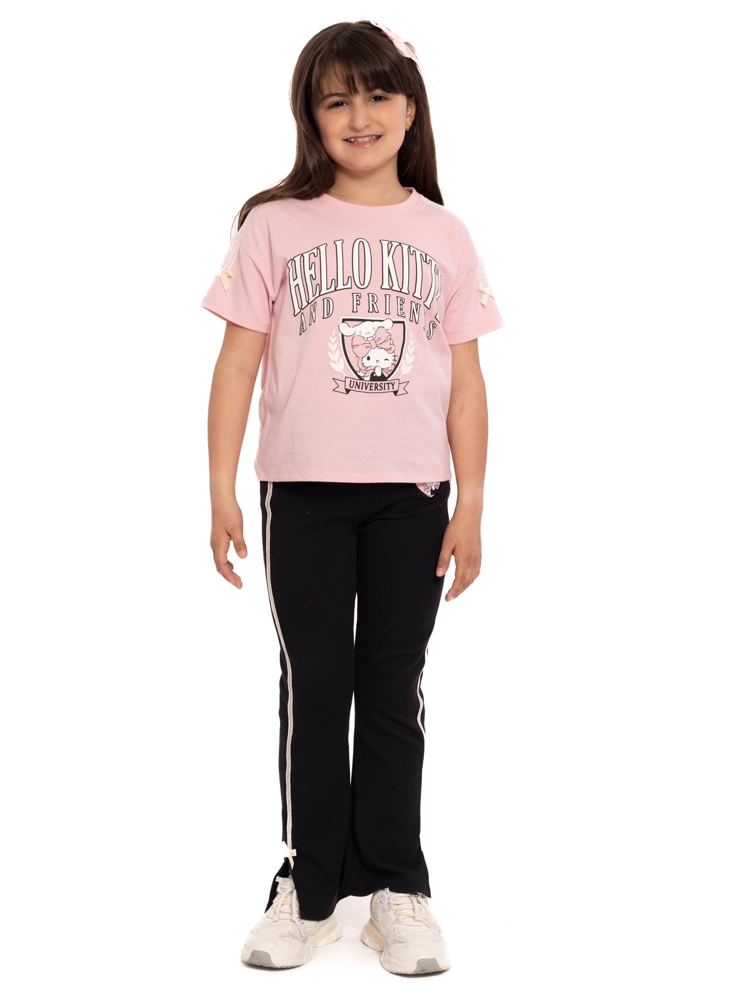 Hello Kitty Girls Pants with Lace Applique & Bows, Sizes 4-16
