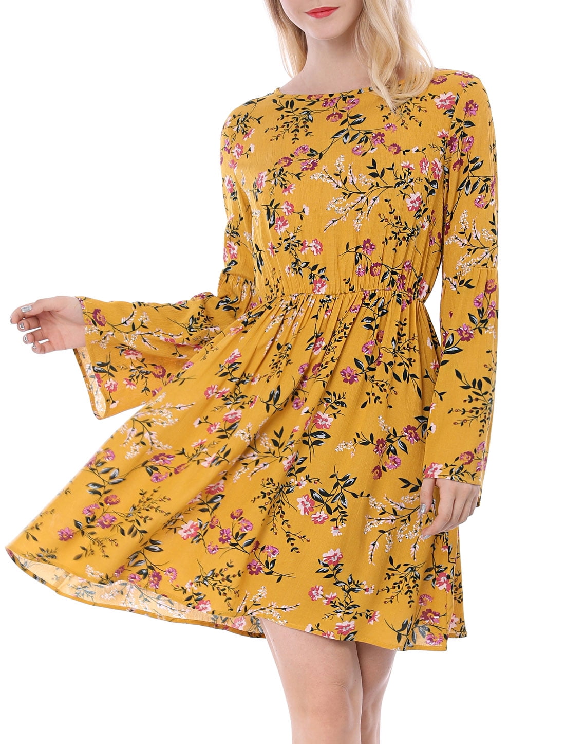 walmart yellow floral dress