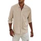 thumbnail image 2 of Men's Fashion Long Sleeve Solid Colour Casual T Shirt Button Regular Fit Shirt Top S, 2 of 5