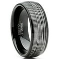 thumbnail image 1 of Mens Tungsten Wedding Band Steel Cables Ring Inlay Black Dome 8MM, 1 of 3